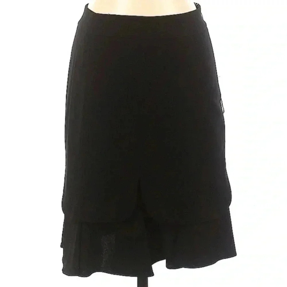 Etcetera Black Witty Tiered Ruffle Hem A-Line Skirt Size 00 NWT MSRP $275